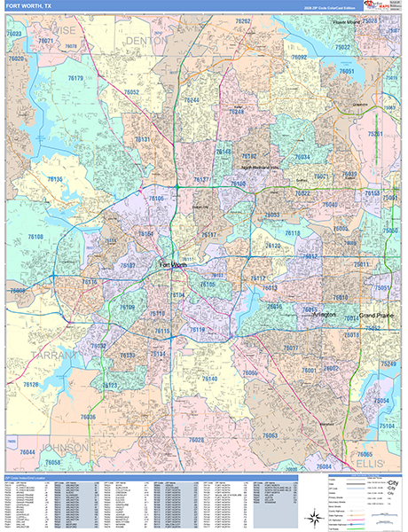 Fort Worth, TX Zip Code Map